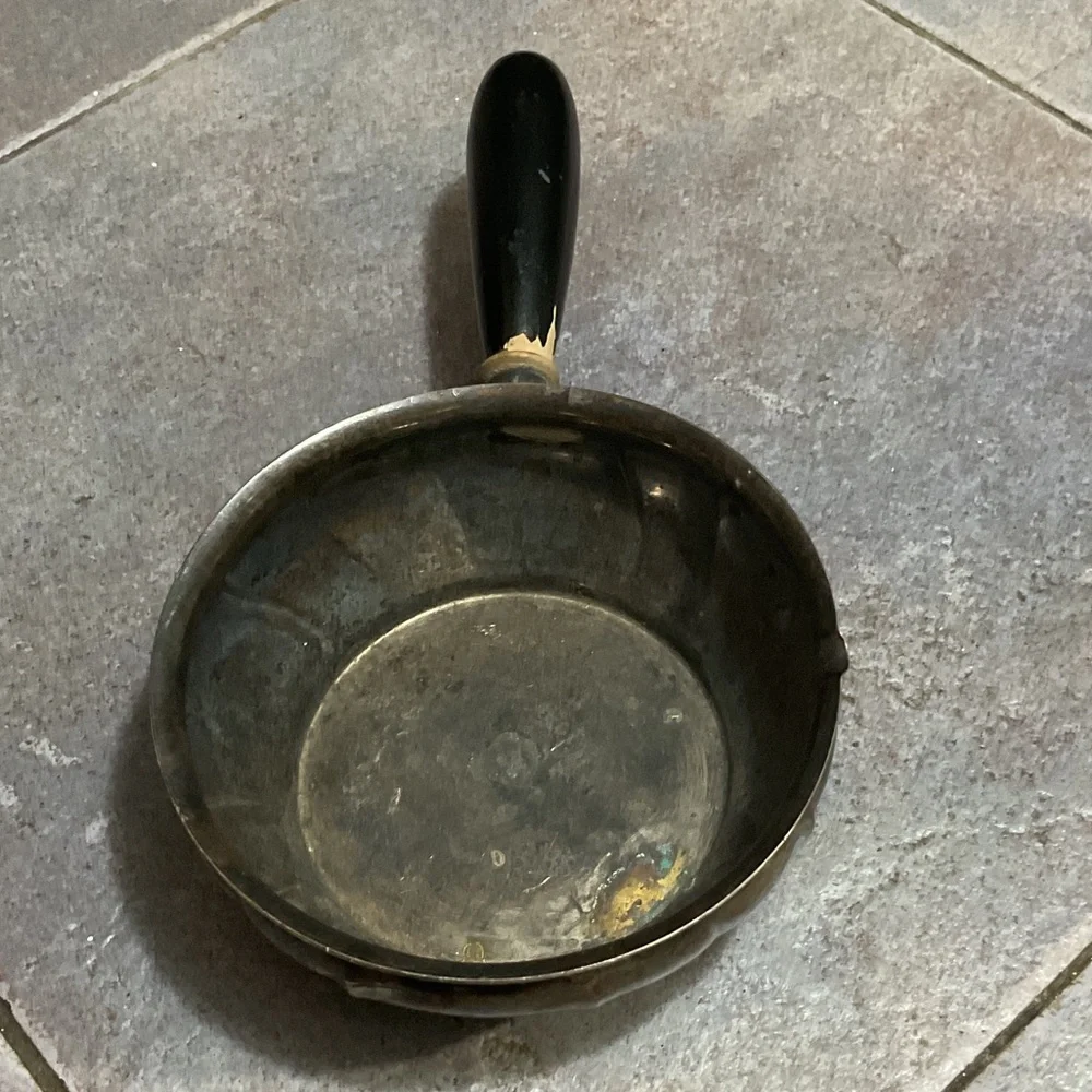 Vintage Metal Saucepan with Black Handle